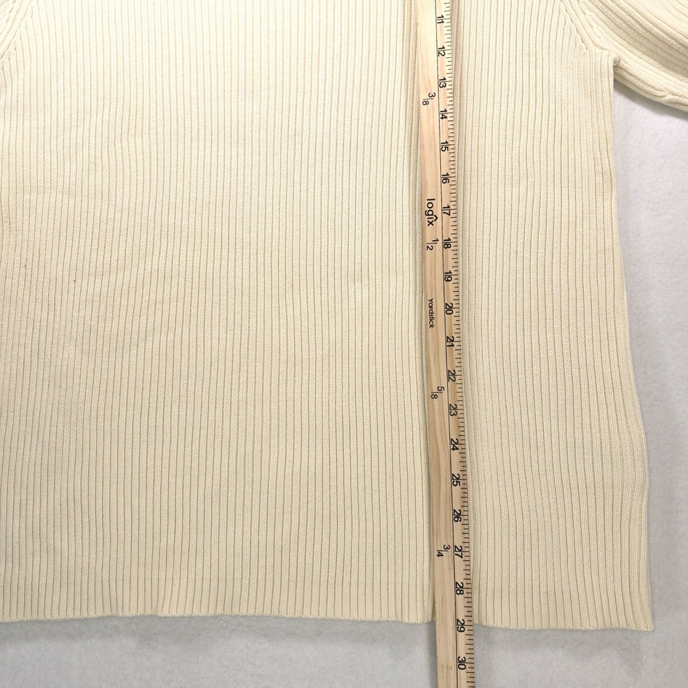Eddie Bauer Mens Large Cream Ribbed V-Neck Cotton Knit Long Sleeve Sweater - Picture 5 of 13